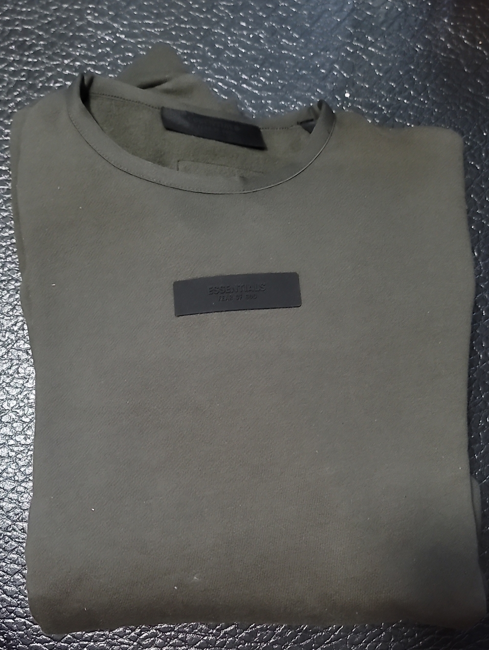 Fear of God Essentials Gray Crewneck Sweatshirt with Black Logo Patch